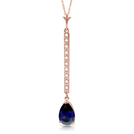 Galaxy Gold 14K Solid Gold 1.8 Carat Natural Diamond Necklace for Women - Rose Gold Fine Jewelry