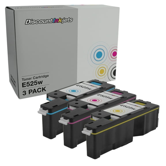 DI Toner Cartridges for Dell Toner Multi-Function (C, M, Y, 3pk) Compatible with Multi-Function Dell E525w Color Laser Printer