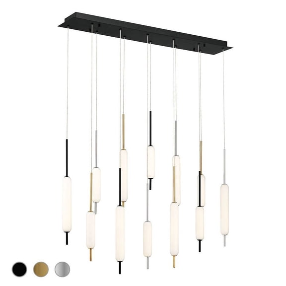Rectangular Chandelier 12 Light-Antique Brass/Black Finish Eurofase Lighting 37236-038