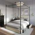 thumbnail image 2 of Home Design Passaic Full Upholstered Metal Storage Canopy Bed Frame with Vertical-Channel Tufted Headboard and Four Under-Bed Drawers, Beige, Easy Assembly, 2 of 12