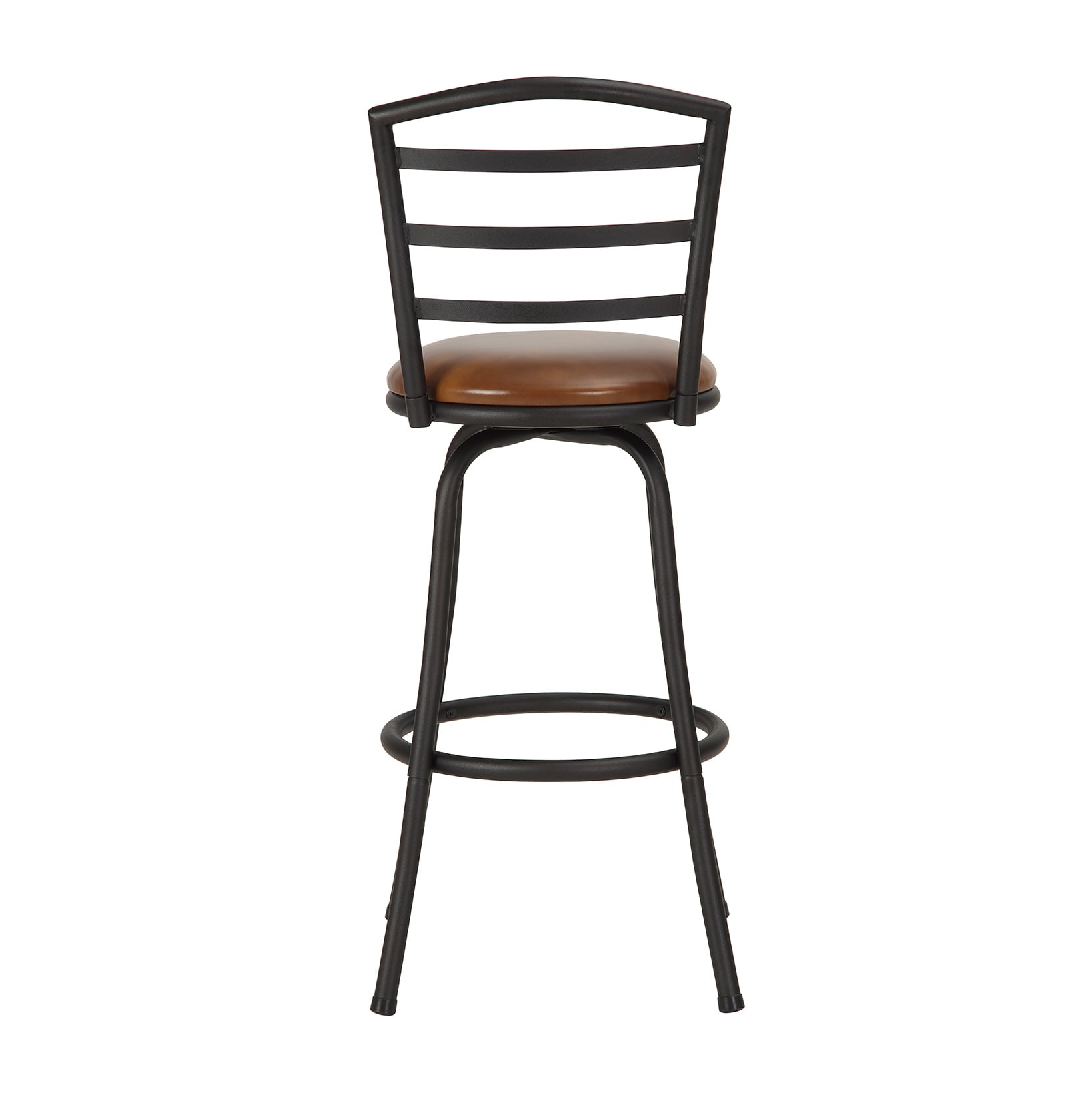 Mainstays 3 Pack Adjustable 24" or 29" Barstool, Black Metal and Camel Faux Leather Seat