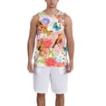 thumbnail image 4 of Gaeub Flowers And Birds Watercolor Men's Mesh Basketball Jersey, Quick-Drying Sleeveless Top S-4XL, Loose Muscle Tank Top -3X-Large, 4 of 9
