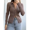 thumbnail image 3 of Women's Long Sleeve Lightweight Crewneck Casual Cardigan Sweater, 3 of 4