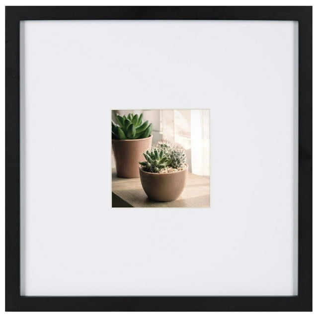 DesignOvation Gallery 13" x 13" Matted to 5" x 5" Black Picture Frame