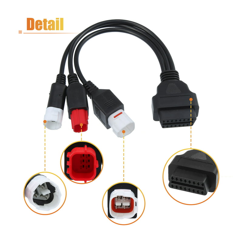 Motorcycle OBD Diagnostic 6 Pin 3 in 1 Plug Adaptor Cable Female
