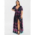 thumbnail image 2 of Vestido maxi dividido estampado de talla grande Rosegal Bikinis, 2 of 5