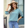 thumbnail image 3 of Womens Crewneck Pullover Striped Sweaters Long Sleeve Casual Winter Tops Color Block Loose Fit Warm Clothes Blue L, 3 of 8