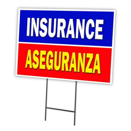 INSURANCE ASEGURANZA 18"x24" Yard Sign & Stake outdoor plastic window | Advertise Your Business | Stake Included Image On Front Only | Made in The USA