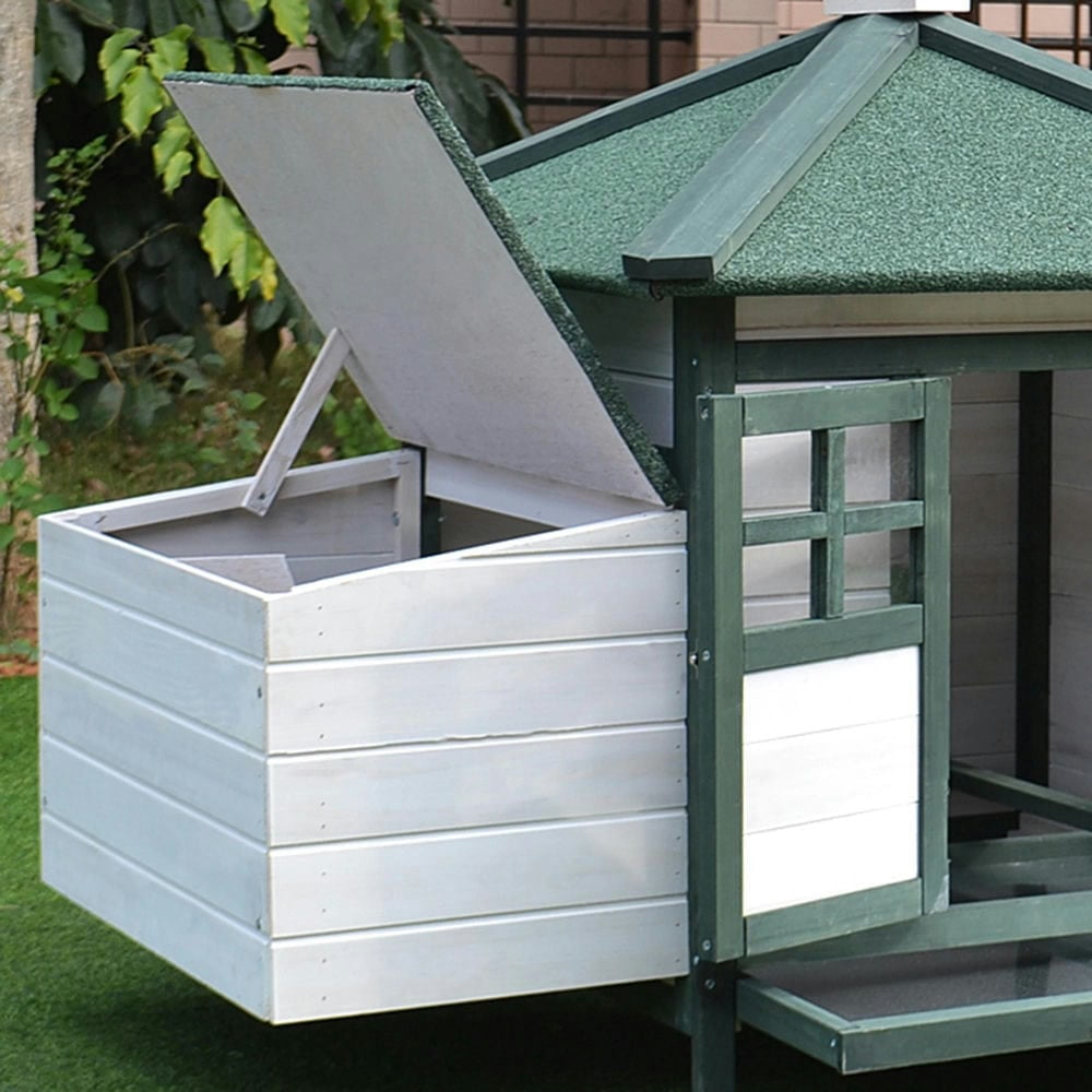 Resenkos Rabbit Hutch, Duck Cage Hutch,Chicken Coop,77" Wooden Chicken Coop Hen House with Nesting Box, Enclosed Run and Removable Tray, Green
