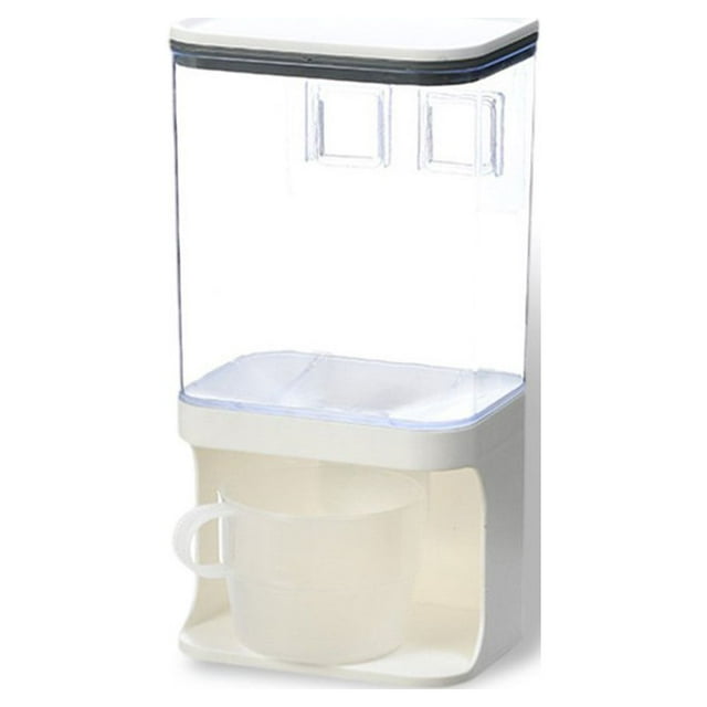 Wall Mount Dry Food Storage Containers Home Kitchen Candy Snacks Coffee Bean Rice Clear Dispenser Organizer Dual Bucket