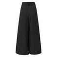 thumbnail image 4 of MEZZALL Pants Women Palazzo Pants Summer Printed Cropped Linen Comfy Baggy Trousers With Pockets Fashion Elegant Party High Waist Wide Leg Trousers Flared Pants Breathable Daliy Slacks, 4 of 5