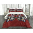thumbnail image 3 of Ambesonne Mandala Quilted Bedspread Set 3 Pcs, Ukranian Lace Like Flowers, Queen Size, Multicolor, 3 of 5