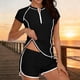 thumbnail image 1 of Neewe Women's Two Piece Rash Guard Short Sleeve Swim Shirts UPF 50+ Built in Bra Swimsuit with Boyshorts with Pockets, 1 of 5