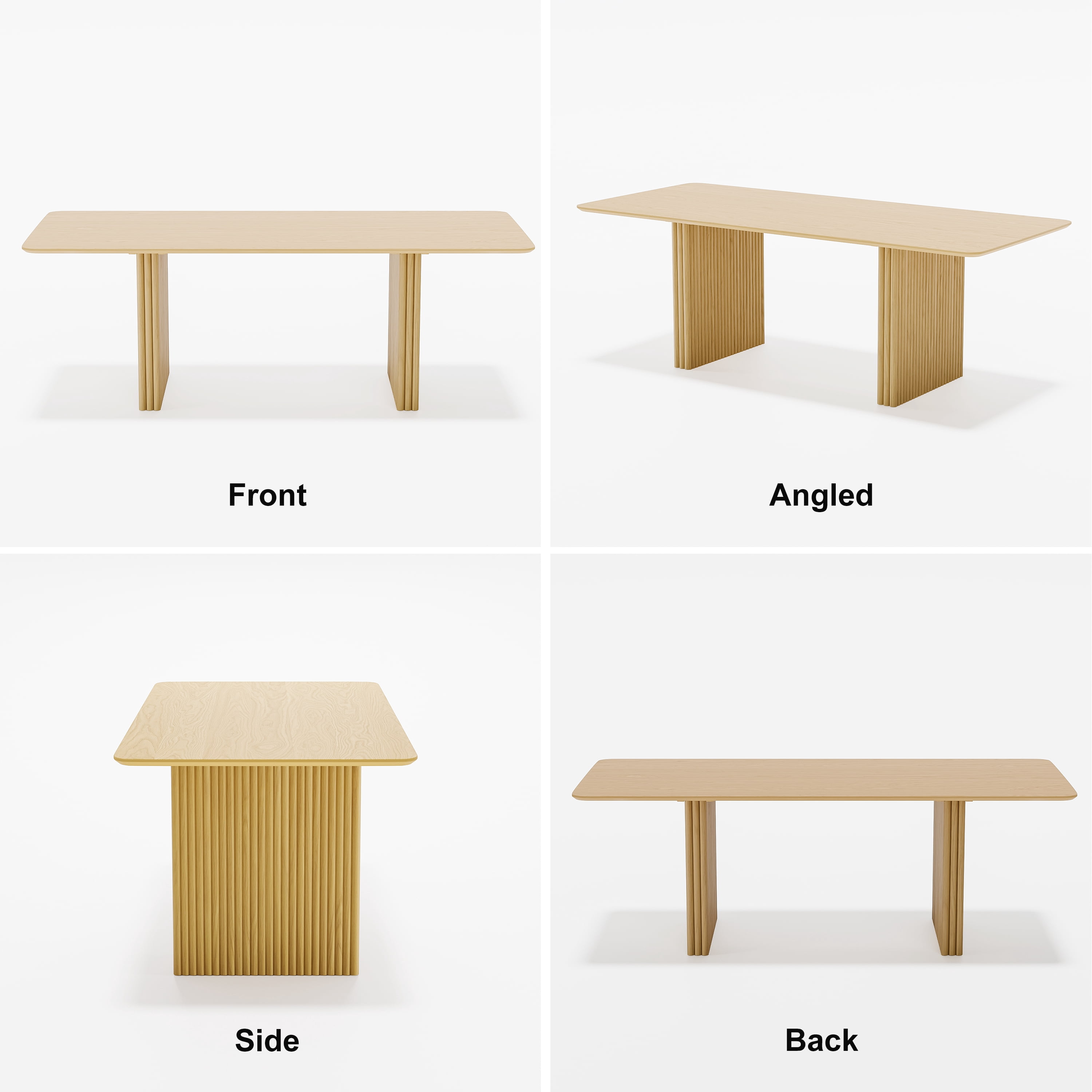 MAYEERTY Modern 79*33.5*30" Natural Wood Rectangular Dining Table with Fine - Striped Legs, Seats 8