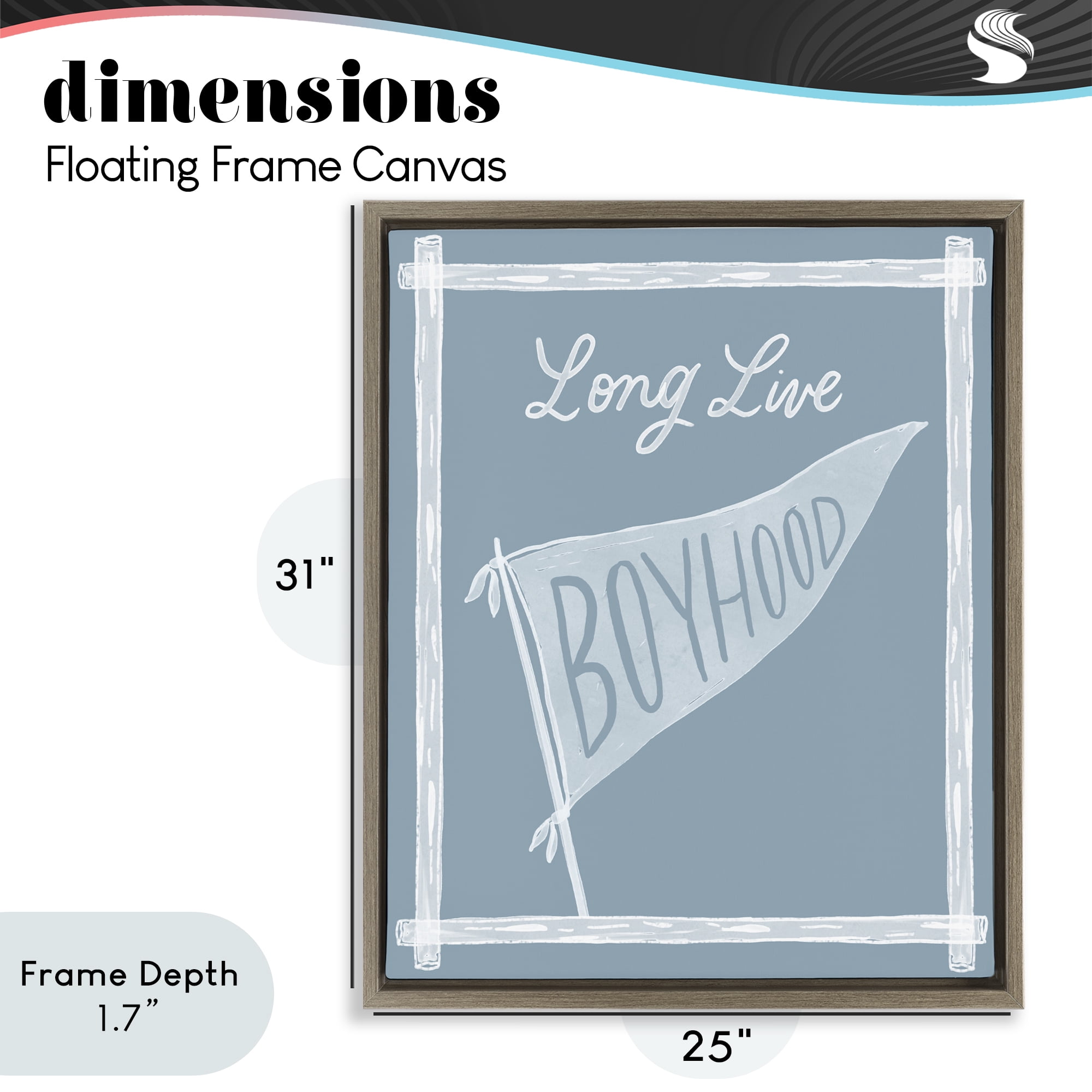 Stupell Industries Long Live Boyhood with Border Brown Framed Floater Canvas Wall Art, design by Cherrywood Lane