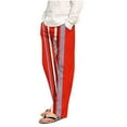 thumbnail image 2 of HOOMEUMY Men's Wide Leg Pants Striped Loose Fit Trousers High Waist Comfortable Fall Beach Pants Elastic Waist Lightweight Flowy Trousers Soft Red XXL, 2 of 4