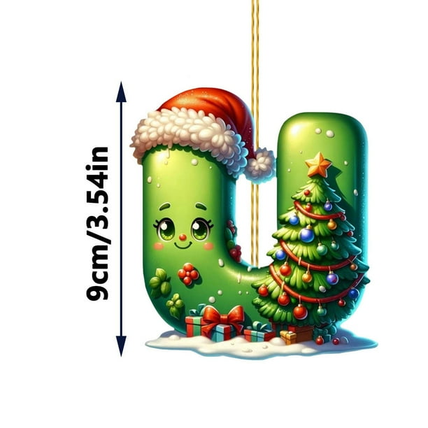 Rapeiae 2D Acrylic Christmas Tree 26 Letter Pendant Decorative Gift Family Christmas Party Pendants