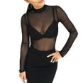 thumbnail image 1 of TheFound Woman's Mesh Perspective Base Tops Turtleneck Long Sleeve T-shirt, 1 of 9