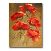 Designart ' Blooming Vintage Poppies I ' Traditional Canvas Wall Art Print