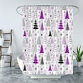 thumbnail image 2 of Christmas Tree Shower Curtain Purple Black Grey Xmas Tree Retro Christmas Tree Snowflake Merry Christmas Pine Pattern New Year Rustic Winter Holiday Fabric Bath Curtain Set with Hook, 2 of 4