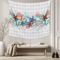 thumbnail image 5 of Summer Starfish Large Tapestry for Bedroom Wall Hanging Tapestry,Blue Coral Beach Couch Coastal Grey Plaid Ceiling Backdrop Tapestries Poster Blanket Wall Decor for Teens Room Living Room 100" x 59", 5 of 8
