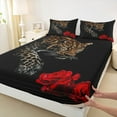 thumbnail image 3 of Castle Fairy Teens Adults Floral Leopard Twin Sheet Sets 3pcs,Woodland Animal Cheetah Twin Fitted Sheet Microfiber,Chic Flowers Rose Breathable Flat Sheet,Luxury Bedroom Decor, 3 of 7