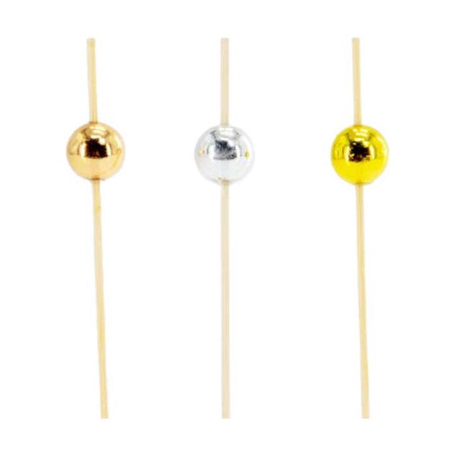Bewildely 100 Uds. Brochetas desechables creativas fruta bambú aperitivo cóctel postre palillos Buffet sándwich 12cm Tricolor Type3 NO3