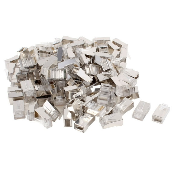 Unique Bargains 100 Pcs Metal Shell Shielded RJ45 8P8C Male Modular Network Plug Connector
