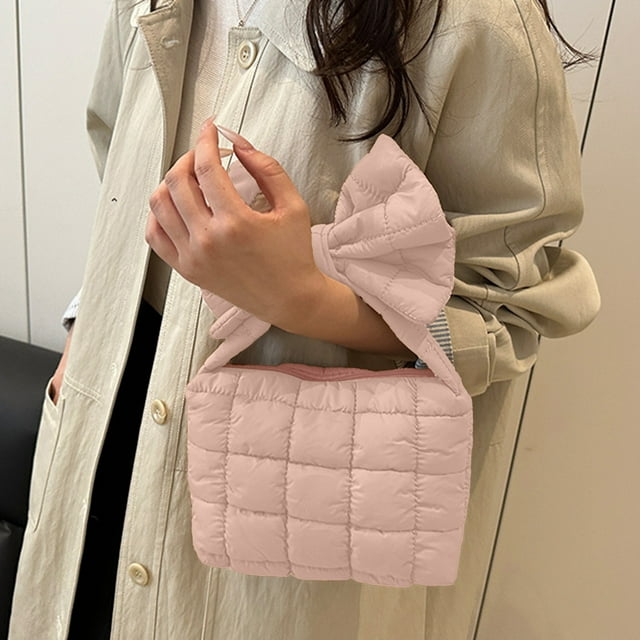 Pleated Bow Bag Women's Handbag Shoulder Solid Color Crossbody Bag