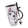 thumbnail image 4 of Gato lindo taza de café de cerámica, tazas de gato con tapa, taza de té de café de cerámica con tapa, 4 of 7