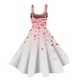 thumbnail image 4 of Vintage Valentine Heart Print Party Dresses For Women Round Neck A-Line Sleeveless Midi Dress Light pink XL, 4 of 5