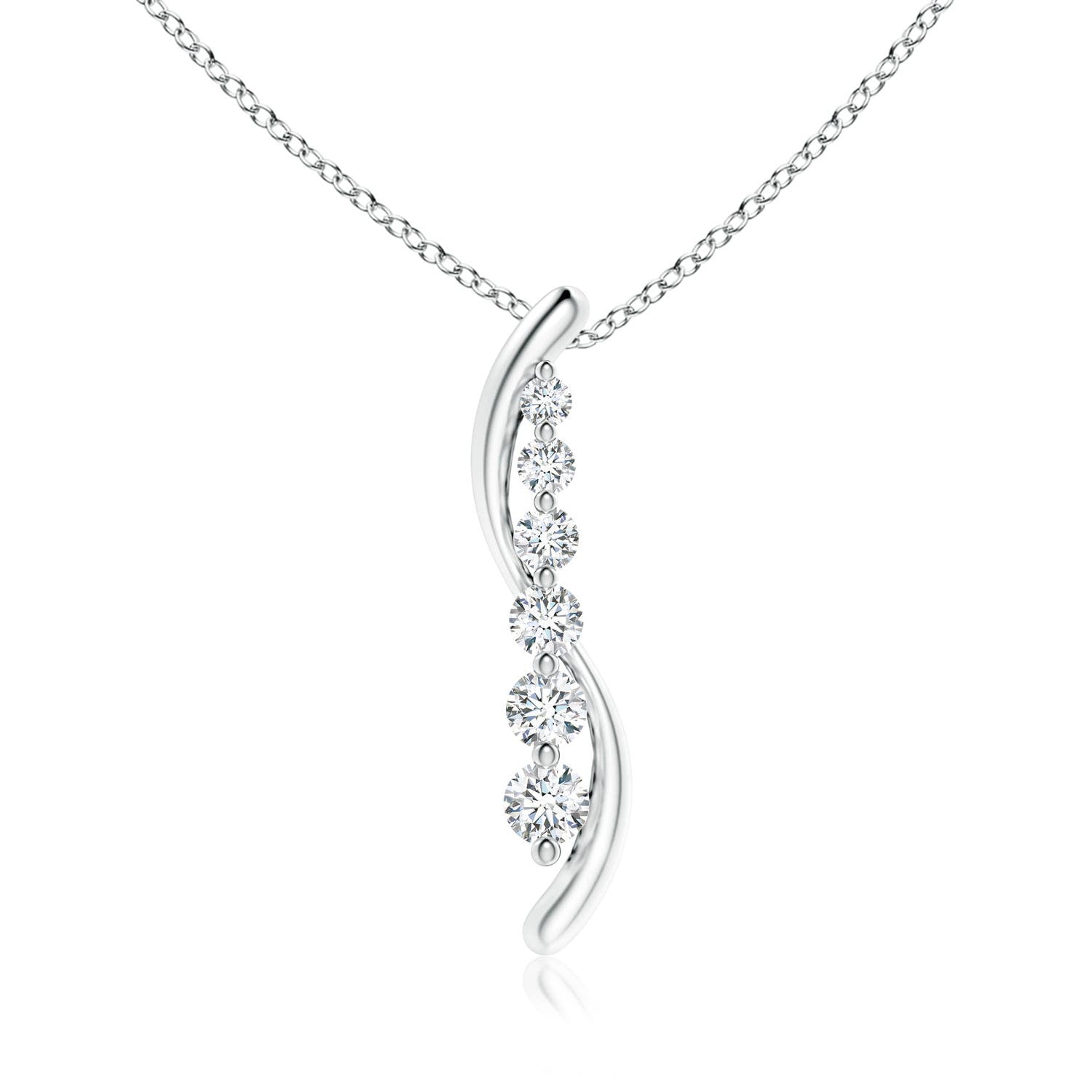 ANGARA Natural Six Stone Diamond Journey Necklace in 14K White Gold for Women (Size-3.8mm| Color-G| Clarity-VS2) | April Birthstone, Anniversary, Jewelry Gift for Women | Natural Diamond Necklace