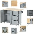 thumbnail image 3 of Cterwk Rolling Mobile Kitchen Island Cabinet Spice Rack with Solid Wood Top and Locking Wheels Towel Rack Drawer, Gray, 3 of 9