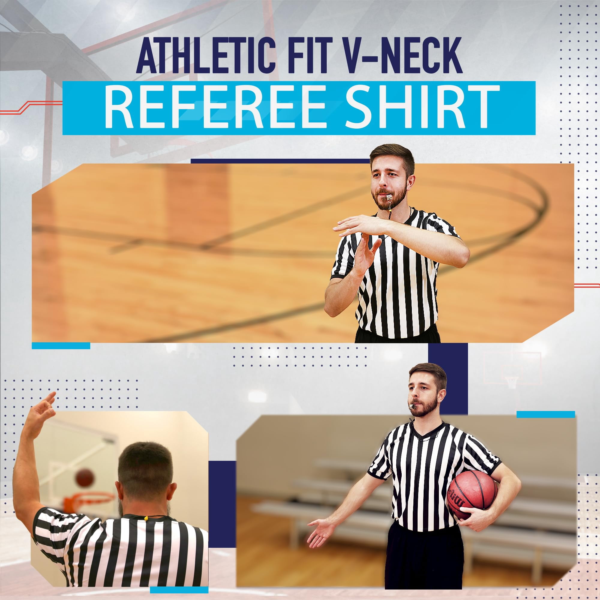 Lanola Men's V-Neck Referee Shirt | Men’s Official Short Sleeve Pro-Style V-Neck Officiating Apparel