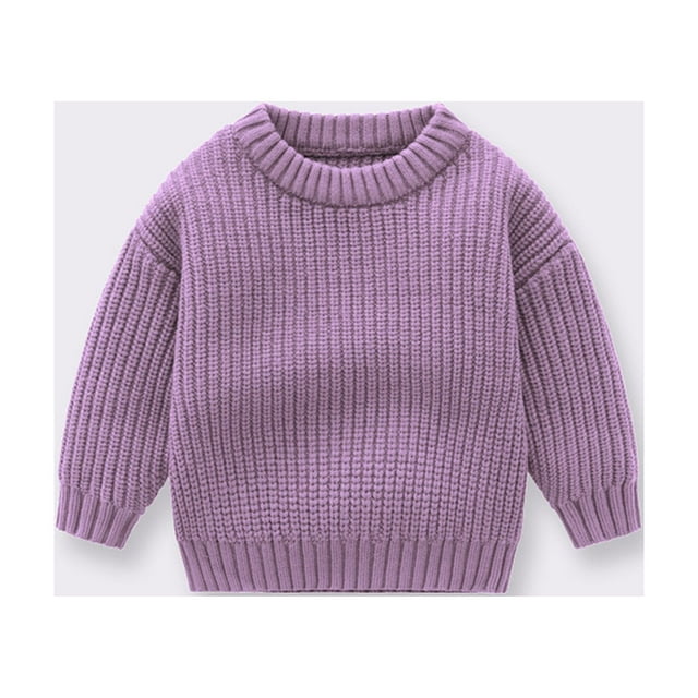EQWLJWE Chandail Tricoté pour Bébé Fille Chandail Tricoté Col Rond Manches Longues chandail chandail en Molleton Automne Hiver Vêtements 6 Mois-5 Ans