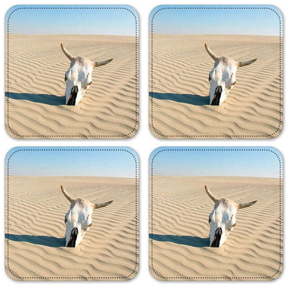 Vinyl Drink Coasters - Set of 4 - Skull in the Desert