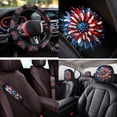 thumbnail image 4 of Uorisanigo American Flag Flower Car Seat Covers Set 14 Pcs with Cars Console Cover Seat Belt Cover Auto Headrest Cover and Steering Wheel Cover Cars Water Cup Coaster Anti-slip Fit Car SUV, 4 of 6