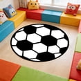 thumbnail image 6 of Round Soccer Area Rug - 31.5 Inch Non-Slip Football Themed Plush Rug for Kids Bedroom - Sporty Floor Mat for 2026 Global Soccer Celebration - Black and White, 6 of 9