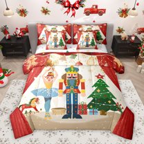 Manfei Cartoon Nutcracker Child Bedding Comforter Set 7 Pieces, Kawaii Fairy Tale Princess Full Bedding Set, Merry Christmas Reversible Fitted Sheet Flat Sheet, Breathable Home Decor