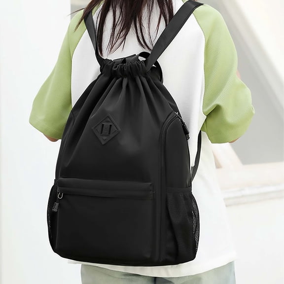 Drawstring Sports Backpack Large Capacity Outdoor Fitness Leisure Multi Purpose Solid Color Gym Bag Travel Backpack