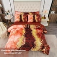 thumbnail image 3 of PERFEMET Queen Comforter Set Burnt Orange,Bed in a Bag Queen Size 6 Pieces Watercolor Marble Bedding,Luxury Soft Bed Set with Sheets for All Season, 3 of 7