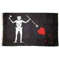 Blackbeard the Pirate Flag 3x5 Edward Teach Skeleton Spear Heart Toast to Devil