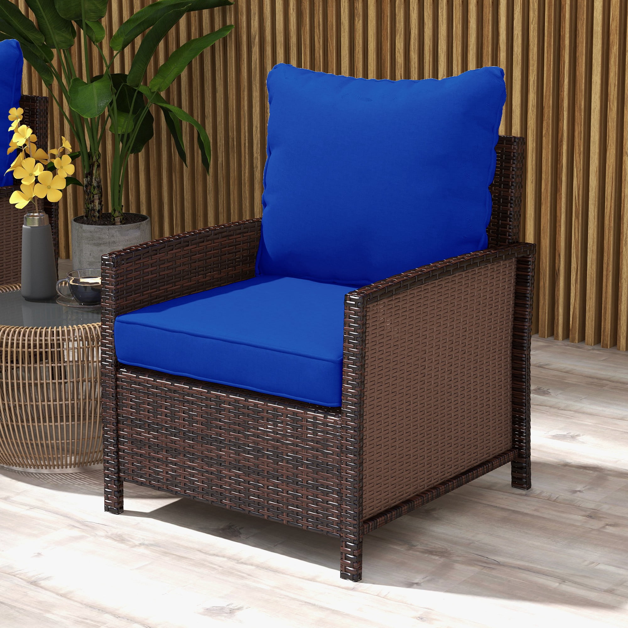CoSoTower 4-Piece Patio Chair Cushion and Back Pillow Set, Seat Replacement Patio, Cushions Set for Outdoor Garden Furniture, Navy Blue