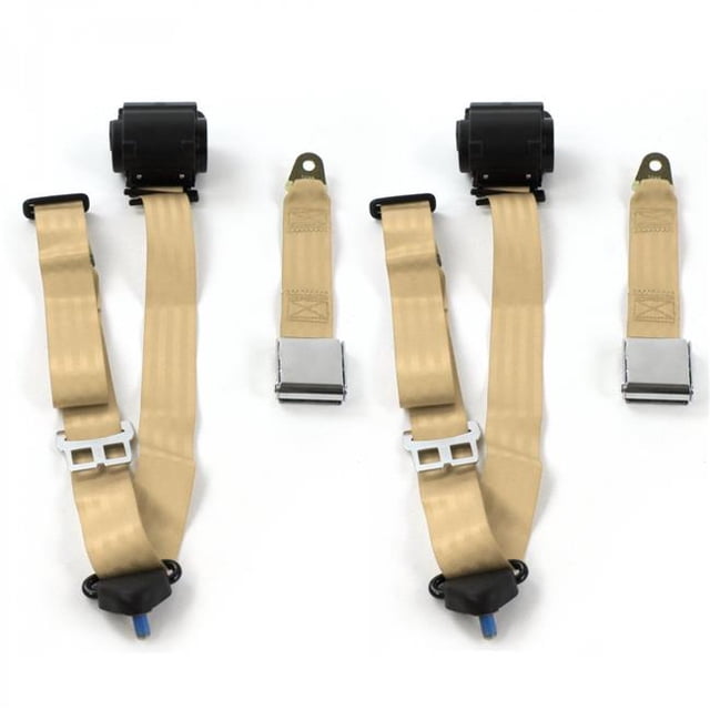 Kit de Ceinture de Sécurité Baquet Rétractable Tan 3 Points avec 2 Ceintures pour 1961-1964 Chevy Impala