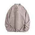 thumbnail image 1 of cfhntfmh Mens Knit Henley Tops Long Sleeve Button up Sweater Lightweight Slim Fit Ribbed Pullover Fall Fashion Clothes, 1 of 3