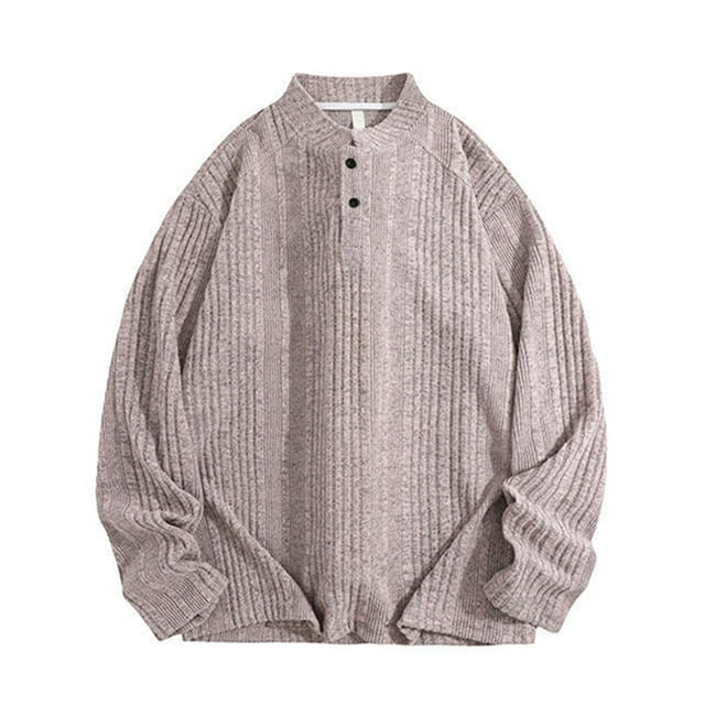 cfhntfmh Mens Knit Henley Tops Long Sleeve Button up Sweater Lightweight Slim Fit Ribbed Pullover Fall Fashion Clothes