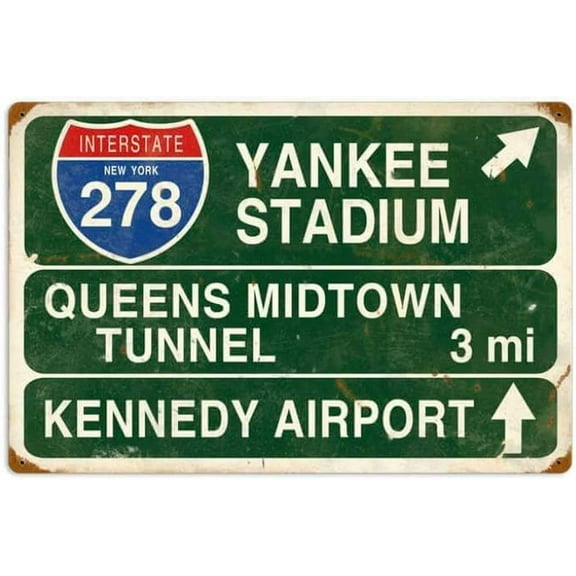 Yankee Vintage Retro Rustic Stadium Metal Tin Sign Pub Store Wall Decor Art 12 x 8 Inches