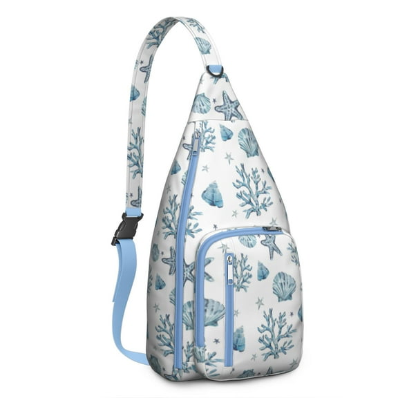 4-Pockets Cross Body Bags for Woman Men,Cute Sea Life Sling Bag Chest Bag with Adjustable Strap Women's Crossbody Bags for Outdoors Hiking Traveling