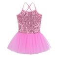 thumbnail image 3 of Aiihoo Kids Girls Sequin Ballet Dance Dress Tutu Skirted Leotard Ballerina Gymnastics Dancewear Pink 5-6, 3 of 7