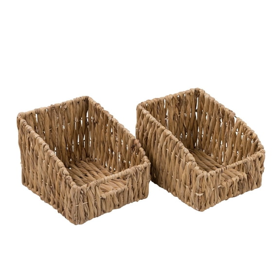 Honey-Can-Do Set of 2 Wicker Rectangle Open Storage Baskets, Natural